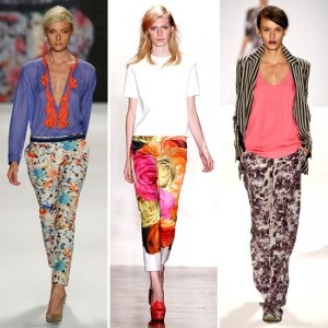 брюки цветочными принтами тренды 2012